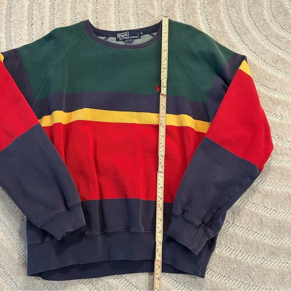 Vintage Polo Ralph Lauren Colorful Stripe Crewneck Sweatshirt *Rare - M